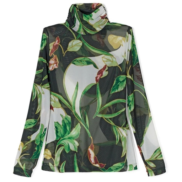 Stunning Sheer Tropical Print White House Black Market top, Never worn! NWOT - Picture 5 of 9